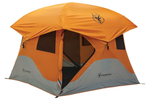 Gazelle T4 Waterproof 4 Person Portable Polyester Outdoor Pop Up Camping or Beach Tent with Removable Floor, Mesh Screens, and Rain Fly, Orange