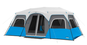 CORE Instant Cabin Tents with LED Lights | 6 Person / 9 Person / 12 Person Family Multi Room Lighted Pop Up Tents for Camping | Included Storage Pockets for Camping Accessories 