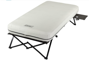 Coleman Queen-Size Airbed Cot Combination, Folding Air Mattress with Steel Frame & Side Table, Battery Pump Included, Great for Camping, Lounging, Elevated Sleeping, Guests, & More