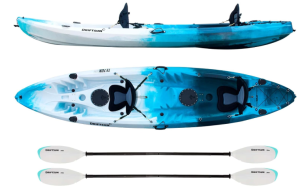 DRIFTSUN Teton 120 Hard Shell Kayak, 2 or 3 Person Sit On Top Fishing Kayak with 2 EVA Padded Seats