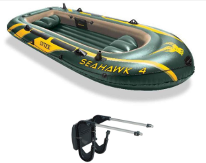 Intex Seahawk 4 Inflatable Boat Set + Oars/Pump/Motor Mount | 68351E+ 68624E