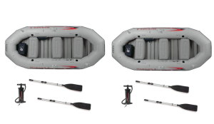 Intex Mariner 4-Person Inflatable River Lake Dinghy Boat and Oars Set (2 Pack)