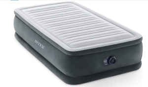INTEX 67765ED Dura-Beam Deluxe Comfort-Plush Mid-Rise Air Mattress : Fiber-Tech – Twin Size – Built-in Electric Pump – 13in Bed Height – 300lb Weight Capacity