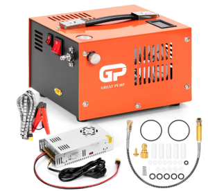 TUXING PCP Air Compressor, Max 4500 PSI / 300 Bar, Dual Power Car 12V DC or Home 120V AC, Built-in Cooling Fan, with Adapter HPA Compressor for...