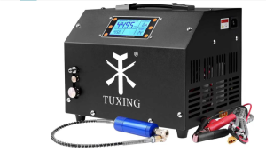 TUXING PCP Air Compressor, Max 4500 PSI / 300 Bar, Dual Power Car 12V DC or Home 120V AC, Built-in Cooling Fan, with Adapter HPA Compressor for...