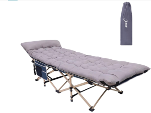 Nice C Camping Cots with Cushion, Camping Cots with Mattress, for Adults, Folding Cot, with Pillow, Carry Bag & Storage Pocket, Extra Wide Sturdy, Holds Up to 500 Lbs (1, Mattress Grey)