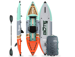 BOTE Koda Aero Inflatable Kayak Packable for Single Rider Adults Kids Family Friendly Blow Up Fishing MAGNEPod Compatible, Multiple Sizes