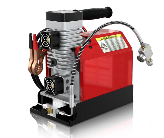 GX-E-CS2 Portable PCP Air Compressor, 4500Psi/30Mpa, Oil-Free,Powered by Car 12V DC or Home 110V AC with Converter (Included), Paintball Tank Compressor with Extra Moisture-Oil Separator