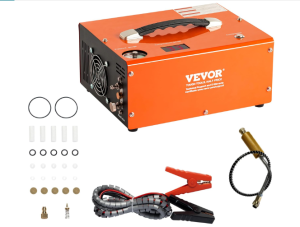 VEVOR PCP Air Compressor, 4500PSI Portable PCP Airgun Compressor with Built-in Converter, Auto-Stop | DC12V/AC120V | Oil & Water-Free Paintball Tank...
