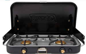 Coleman 1900 Collection 3-in-1 Propane Camping Stove, Cast Iron Grill & Griddle Accessories Included, 24,000 BTUs Across 2 Adjustable Burners with Wind...