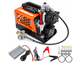 Ablecta 2026 ENW PCP Air Compressor 4500 PSI, 10.5 lb Portable Oil-Free Pump with 15 Min Fast Fill, Dual Power 12V DC & 110V/220V AC for Airguns Paintbal